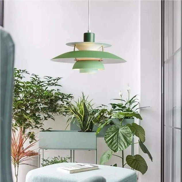 Jojo Suspension Macaron avec Abat-Jour. 15 Coloris - Vert - 30 cm - Blanc chaud