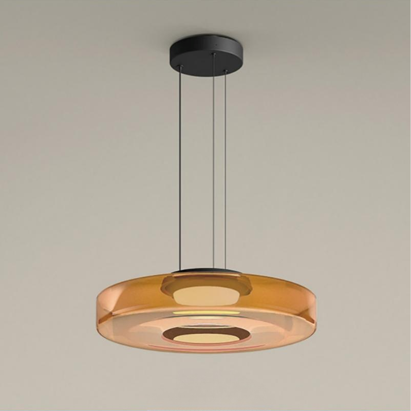 Jojo Suspension Verre Structure à Plusieurs Niveaux - Ambre - 1Couche D25 cm - Blanc Chaud
