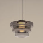 Jojo Suspension Verre Structure à Plusieurs Niveaux - Gris Fumé - 3Couche D45 cm - Blanc Chaud
