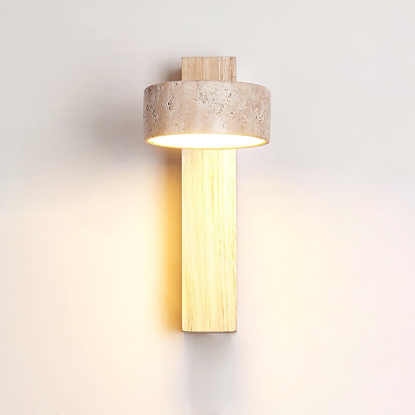 Jovan Applique Murale en Travertin - Couleur Bois et Beige - Lumière Chaude