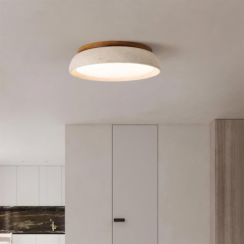 Kloris Plafonnier en pierre travertin - D55 cm - Intensité variable