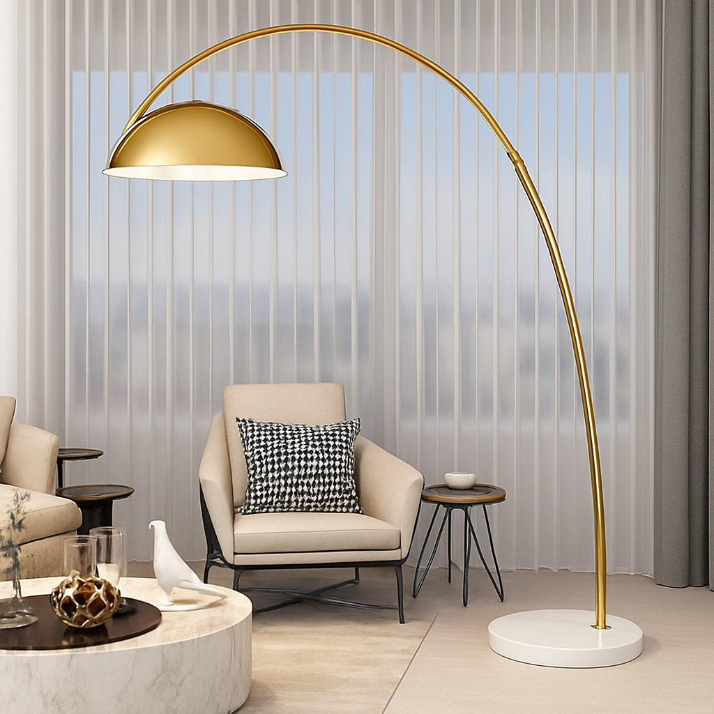 Lampadaire arc avec abat-jour moderne simple – Évarine Dune