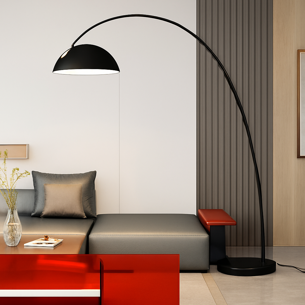 Lampadaire arc avec abat-jour moderne simple – Évarine Dune