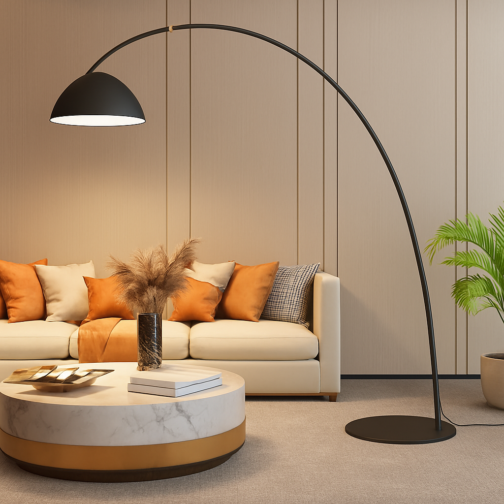 Lampadaire arc avec abat-jour moderne simple – Évarine Dune