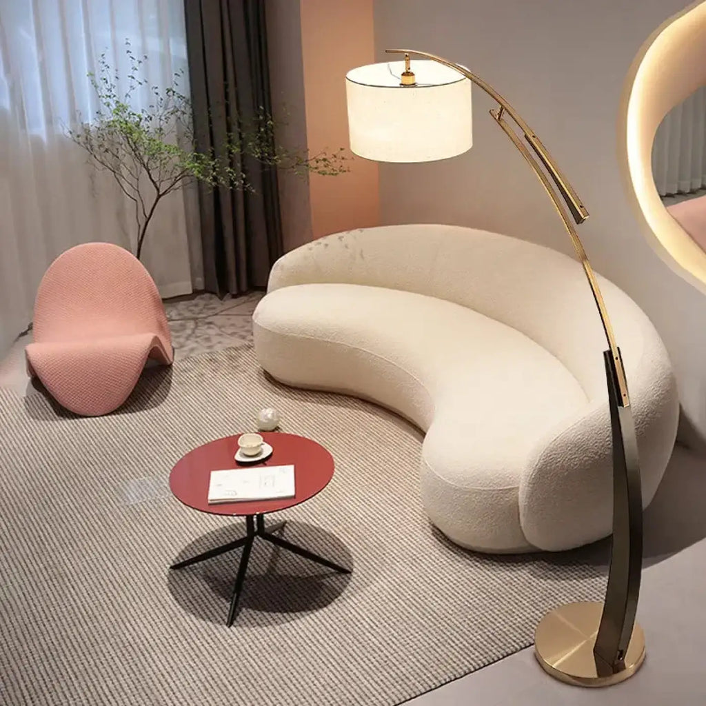 Lampadaire arc design moderne avec abat jour tissu – Néolys Orée