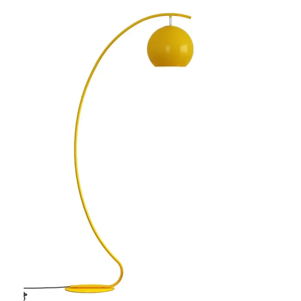 Lampadaire design en demi lune avec abat jour rond et style elegant – Orélian Courbe