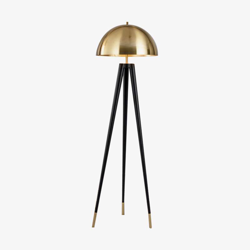 Abat-jour — Design LED tripod noir avec abat-jour doré Mushroom