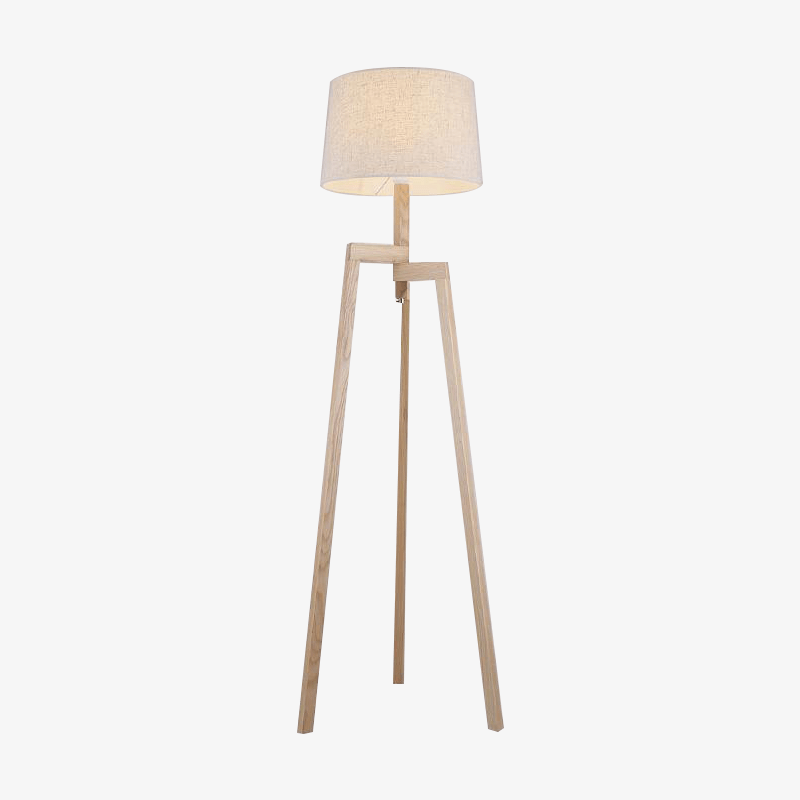 Abat-jour — En bois Modern Wood sur 3 pieds avec abat-jour en tissu