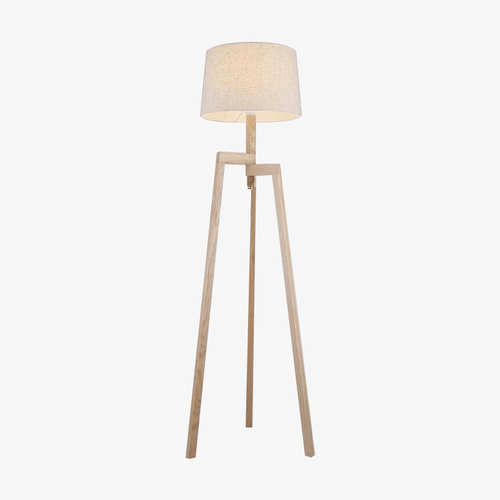 Abat-jour — En bois Modern Wood sur 3 pieds avec abat-jour en tissu
