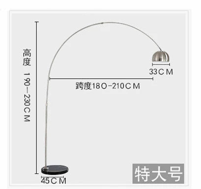 Lampadaire arc nordique pliant et rotatif en marbre et bois, argenté, pour étude, salon et chambre – Valombre Courbe