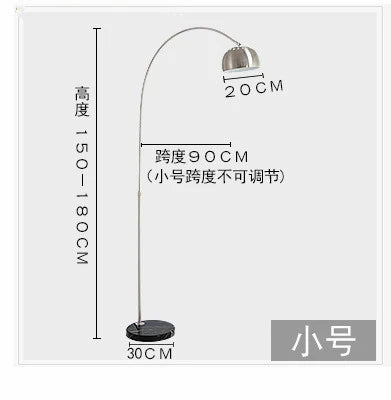 Lampadaire arc nordique pliant et rotatif en marbre et bois, argenté, pour étude, salon et chambre – Valombre Courbe