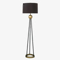 Abat-jour — LED design trois pieds reliés avec boule doré et abat-jour tissu