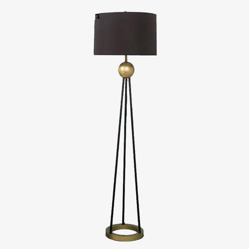 Abat-jour — LED design trois pieds reliés avec boule doré et abat-jour tissu
