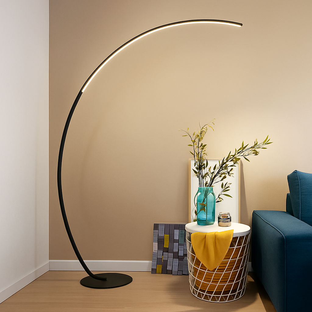 Lampadaire LED moderne en forme d'arc – Valombre Arabesque