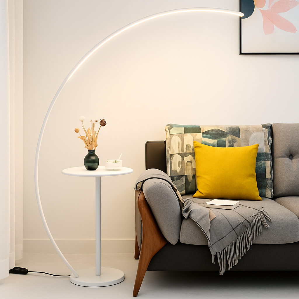 Lampadaire LED moderne en forme d'arc – Valombre Arabesque