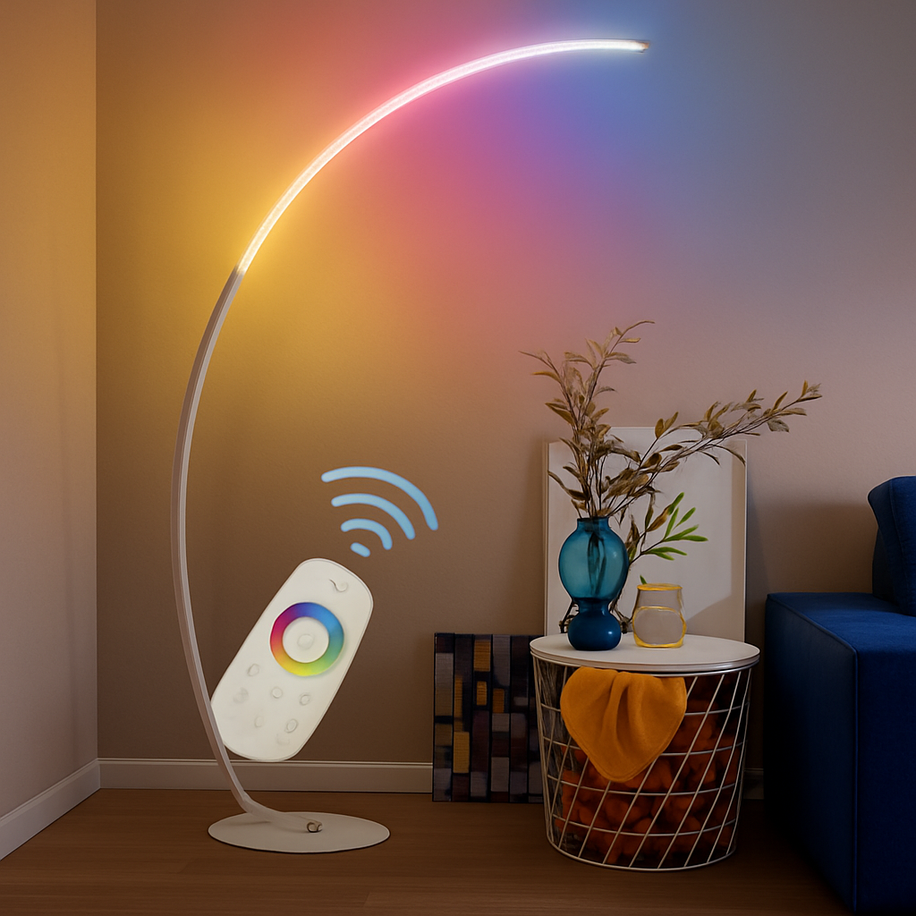 Lampadaire LED moderne en forme d'arc – Valombre Arabesque