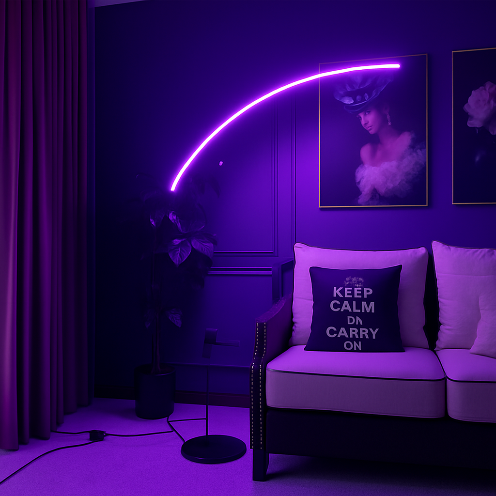Lampadaire LED moderne en forme d'arc – Valombre Arabesque