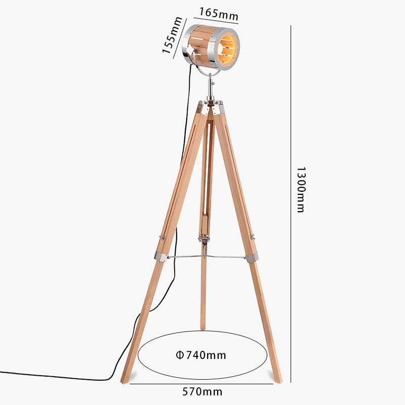Lampadaire — Rétro en bois massif au style industriel