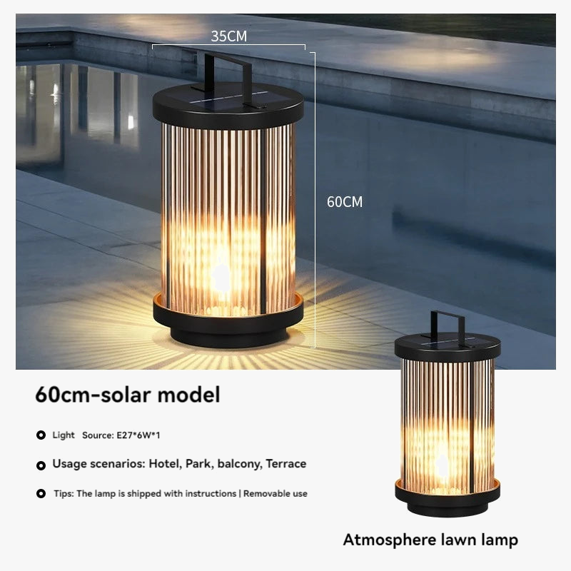 Lampadaire solaire extérieur étanche en verre pour jardin – Lioris Rivage
