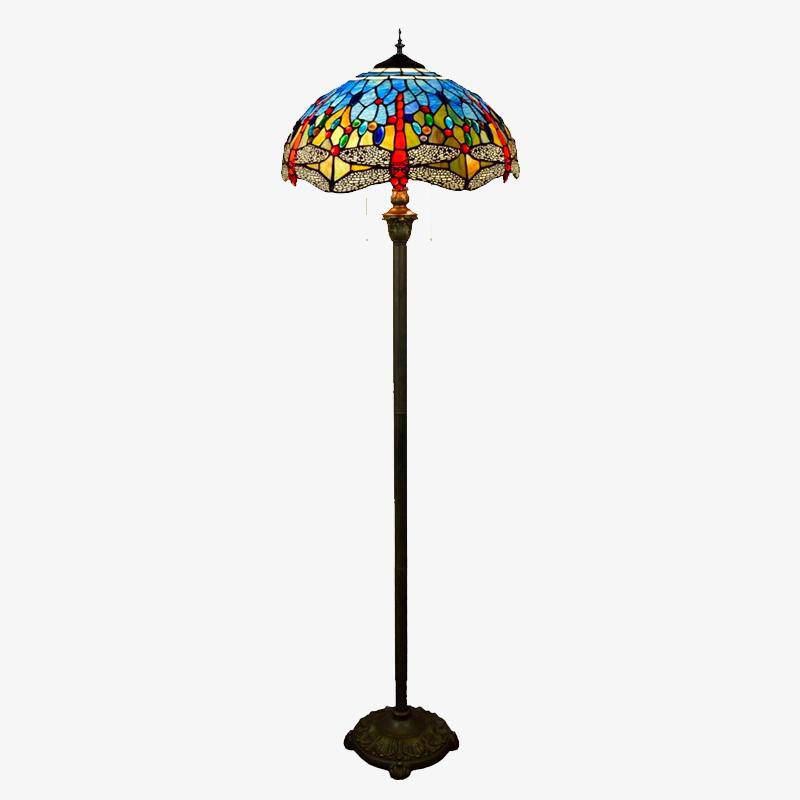 Abat-jour — Tiffany avec abat-jour en verre vitrail multicolore