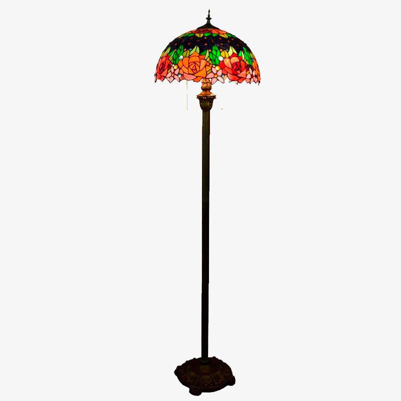 Lampadaire tiffany avec abat-jour en verre vitrail vert Glaze Lucine Concerto - Une Note Singulière dans le Décor