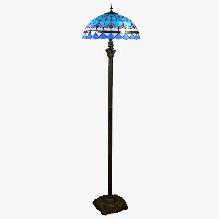 Lampadaire — Tiffany en verre vitrail bleu Mediterranean