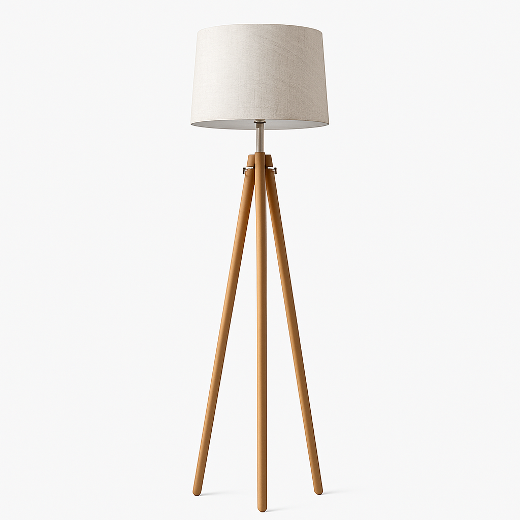 Abat-jour — Tripode en bois avec abat-jour en tissu Fabric