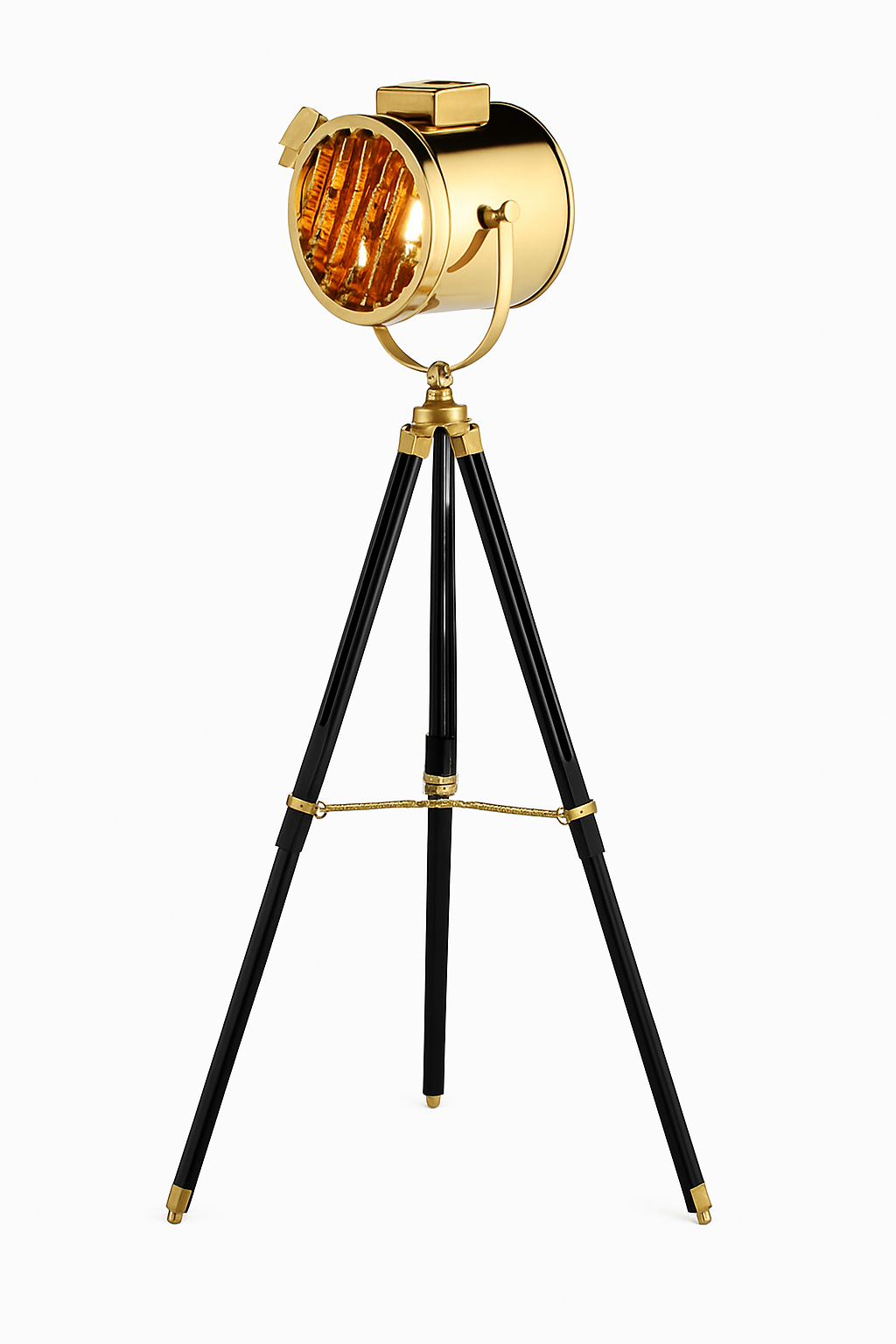 Lampadaire — Tripode à spot retro chromé Studio