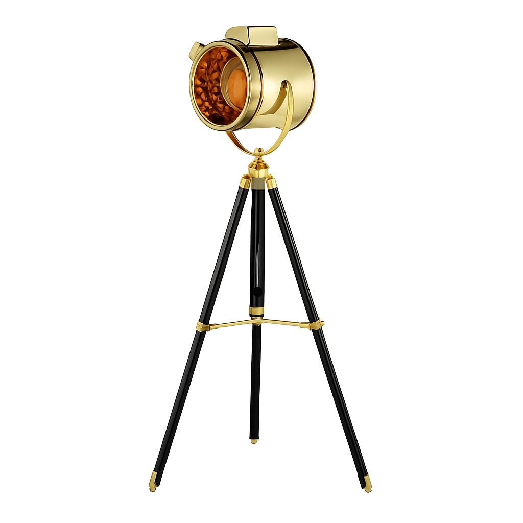 Lampadaire — Tripode à spot retro chromé Studio