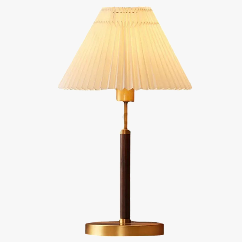 Lampadaire vintage en bois avec abat-jour en tissu plissé – Éléandre