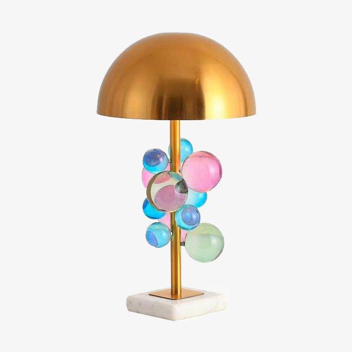 Lampe à poser base marbre et abat-jour métal Ball