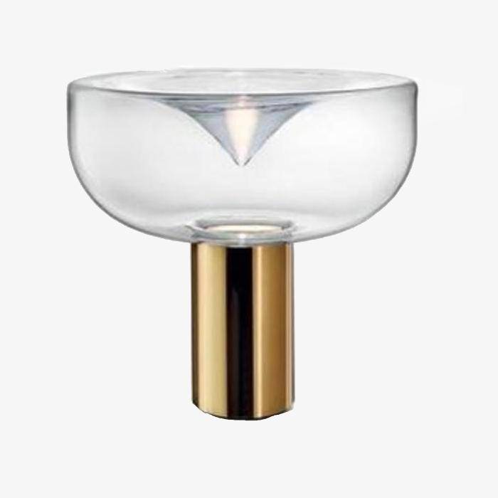 Lampe à poser design doré et bulle en verre