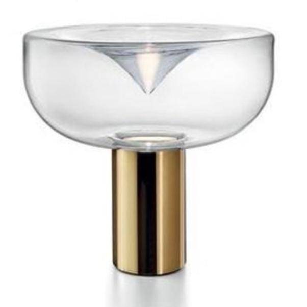 Lampe à poser design doré et bulle en verre
