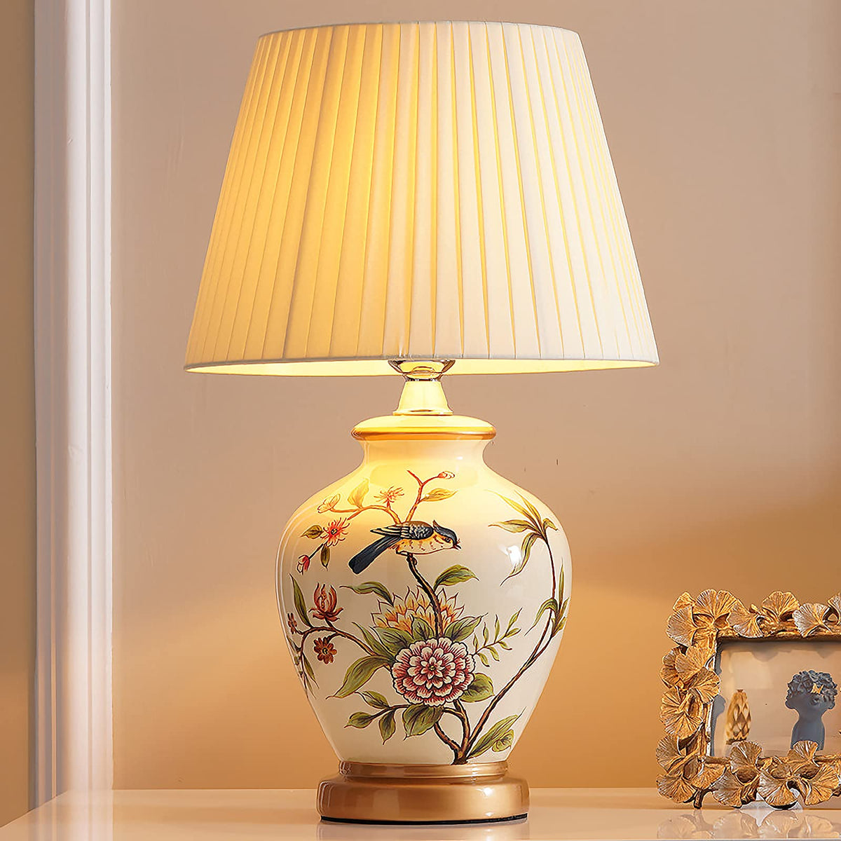 Lampe Céramique Fleurie
