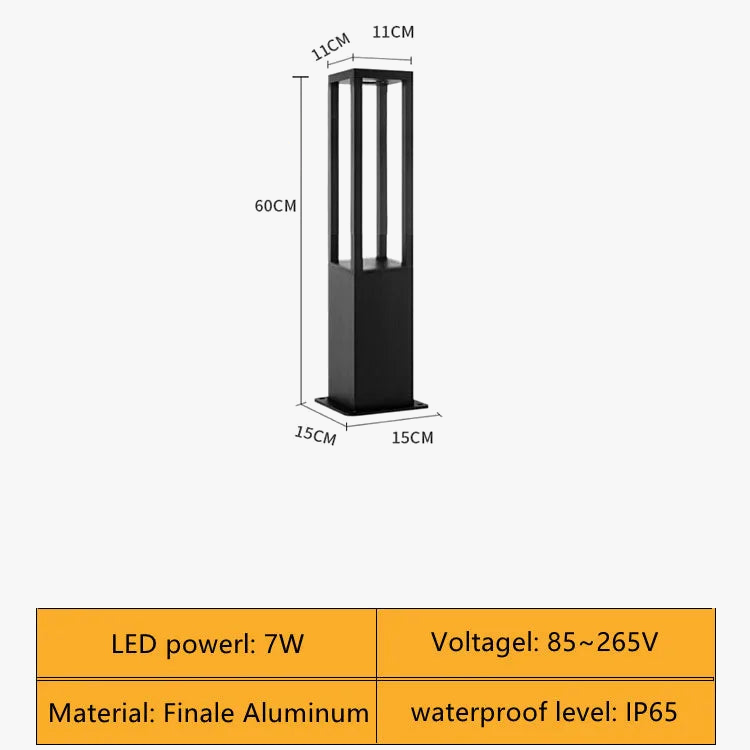 lampe d'extérieur moderne étanche en aluminium pour jardin