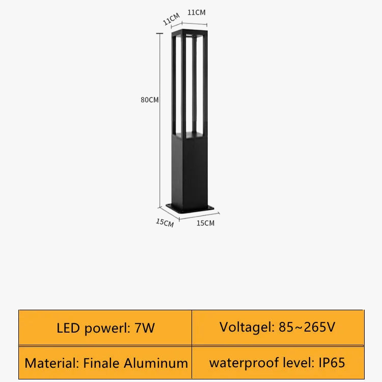 lampe d'extérieur moderne étanche en aluminium pour jardin