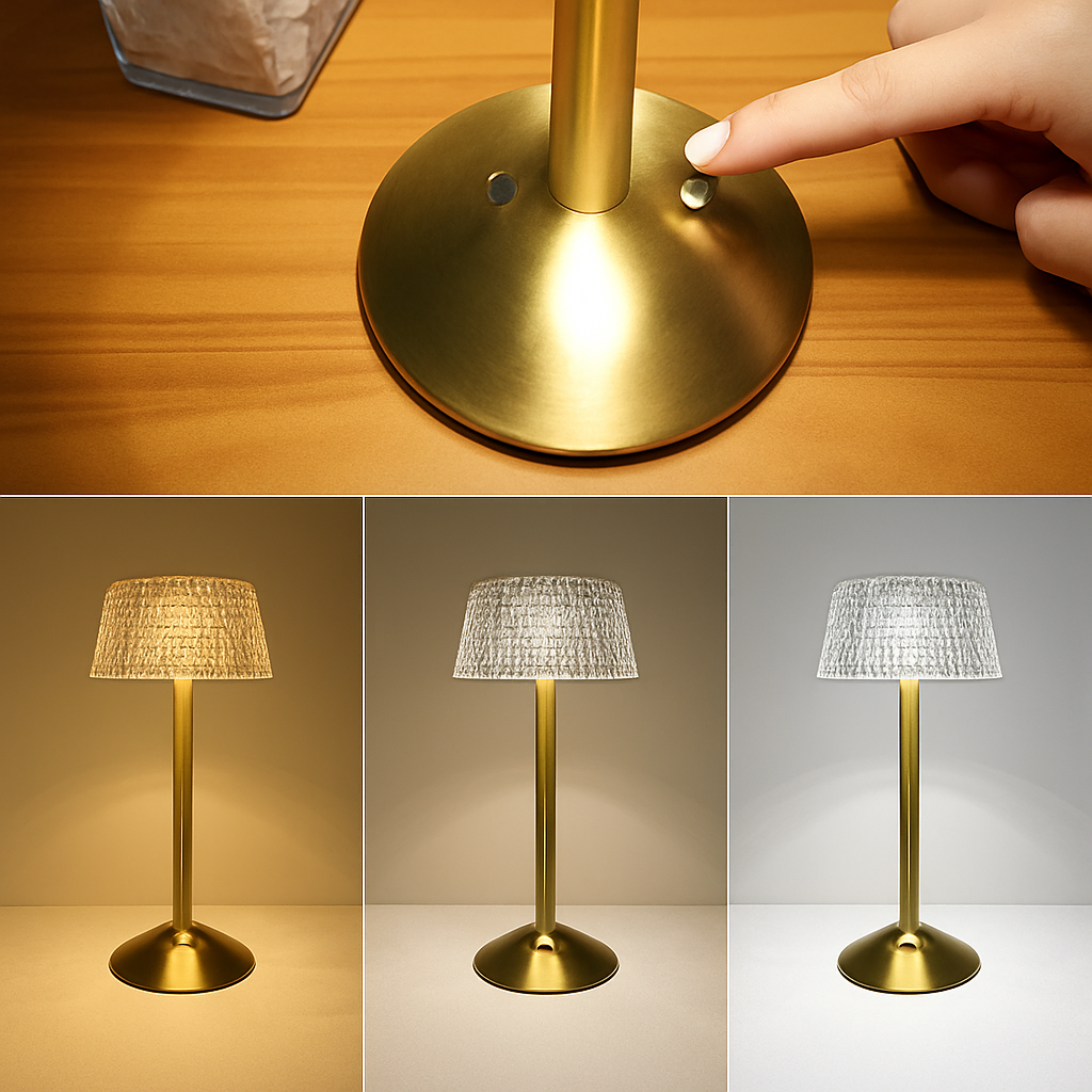 lampe de bureau cristal rétro led rechargeable protection des yeux