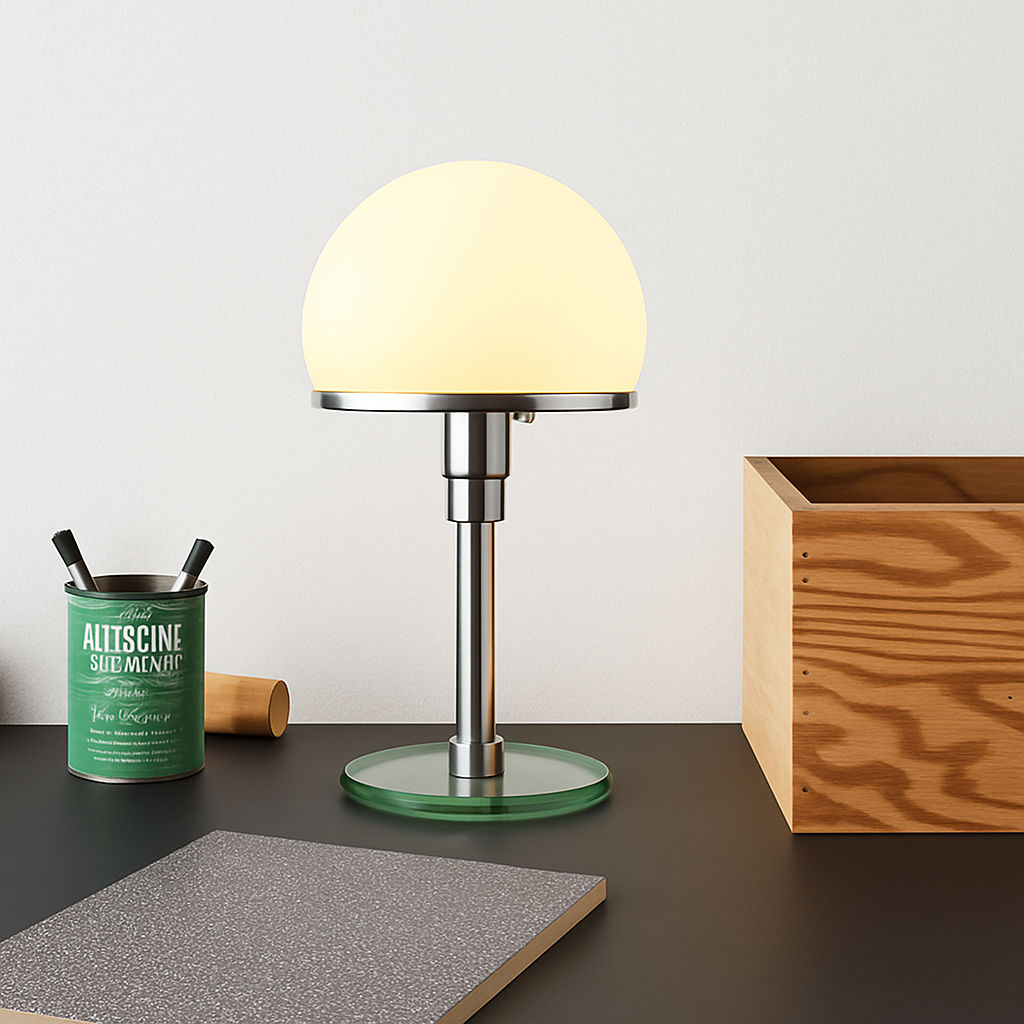 lampe de bureau design led en acier inoxydable wilhelm wagenfeld bauhaus