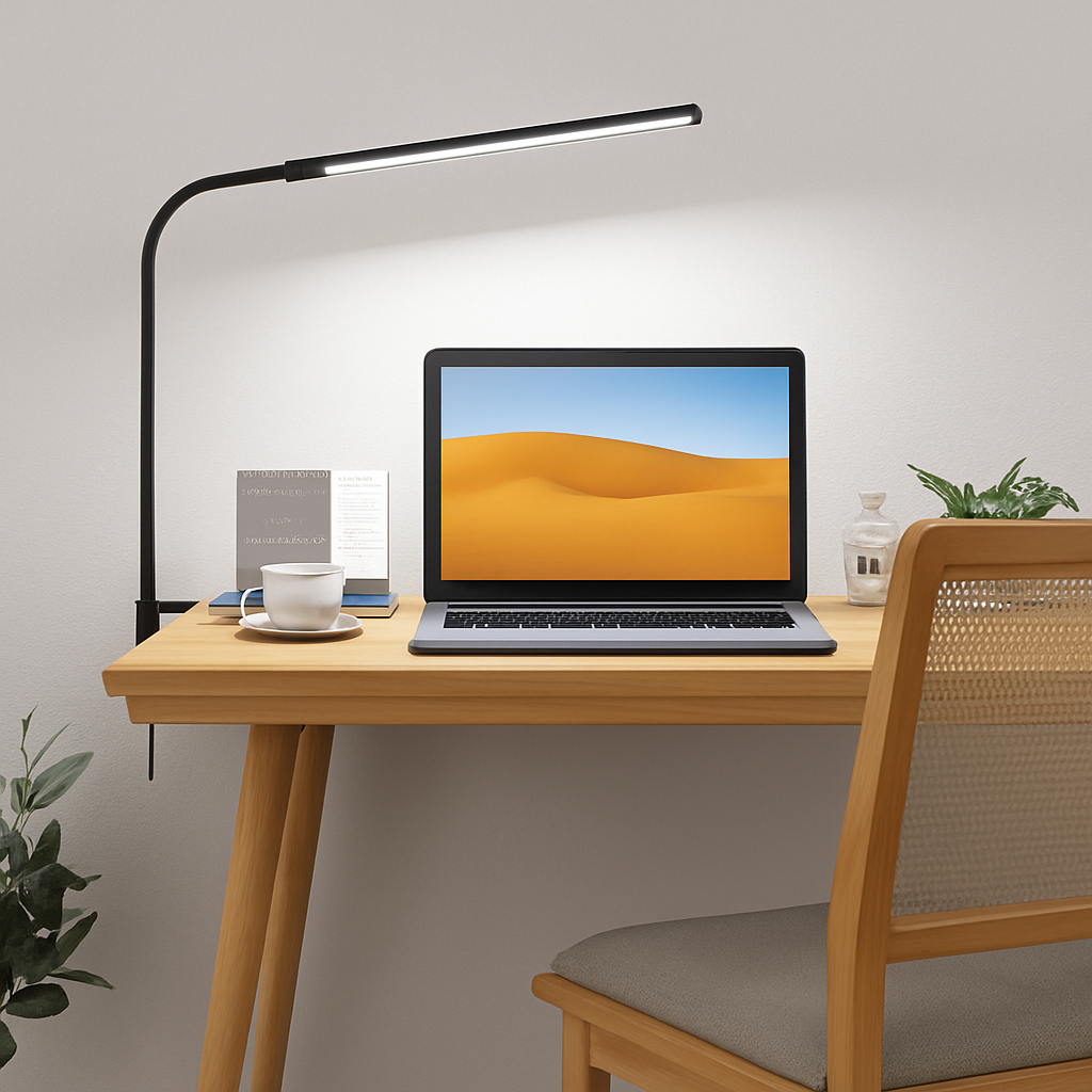 lampe de bureau led à pince 360° 3 modes 10 luminosités simple/double