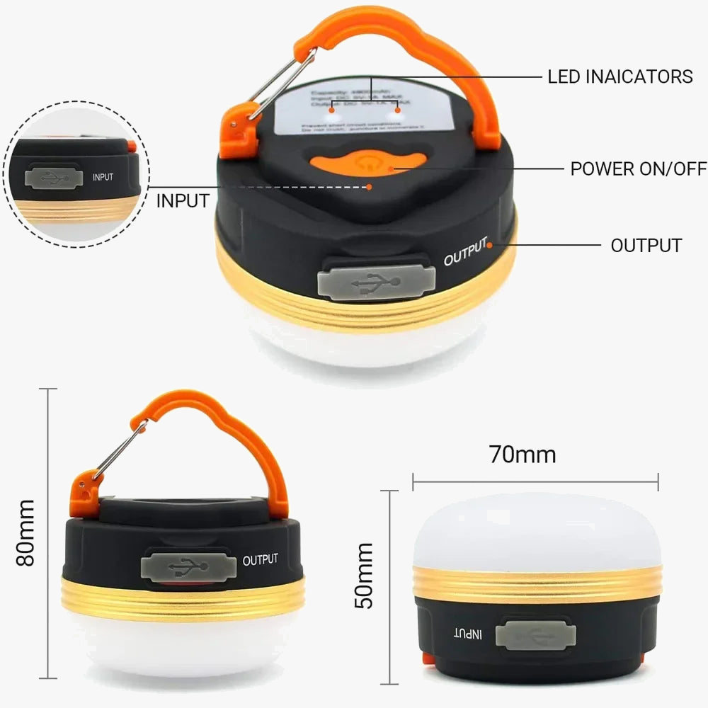 Lampe de camping LED rechargeable USB portable pour randonnée et nuit – Évarine Arabesque