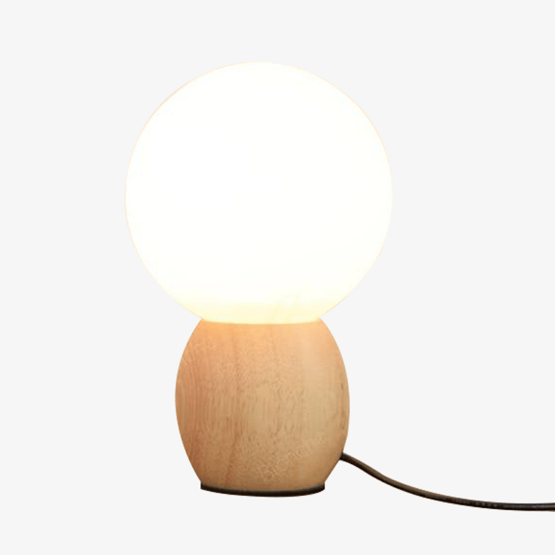 Lampe de chevet à LED boule en bois