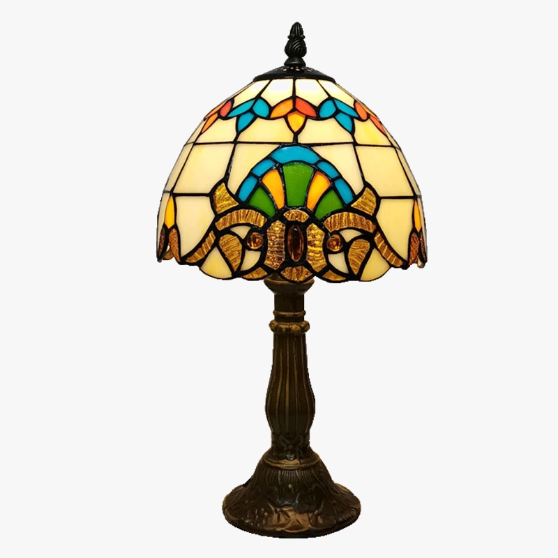 lampe de chevet baroque style tiffany en verre antique métal