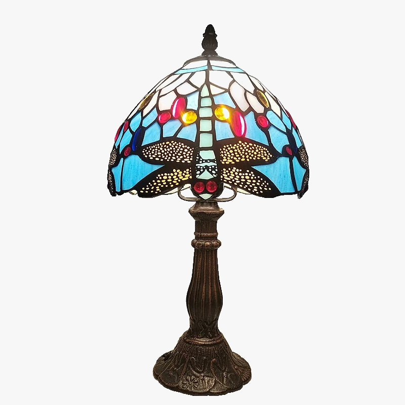 lampe de chevet libellule en alliage émaillé antique décoration méditerranéenne
