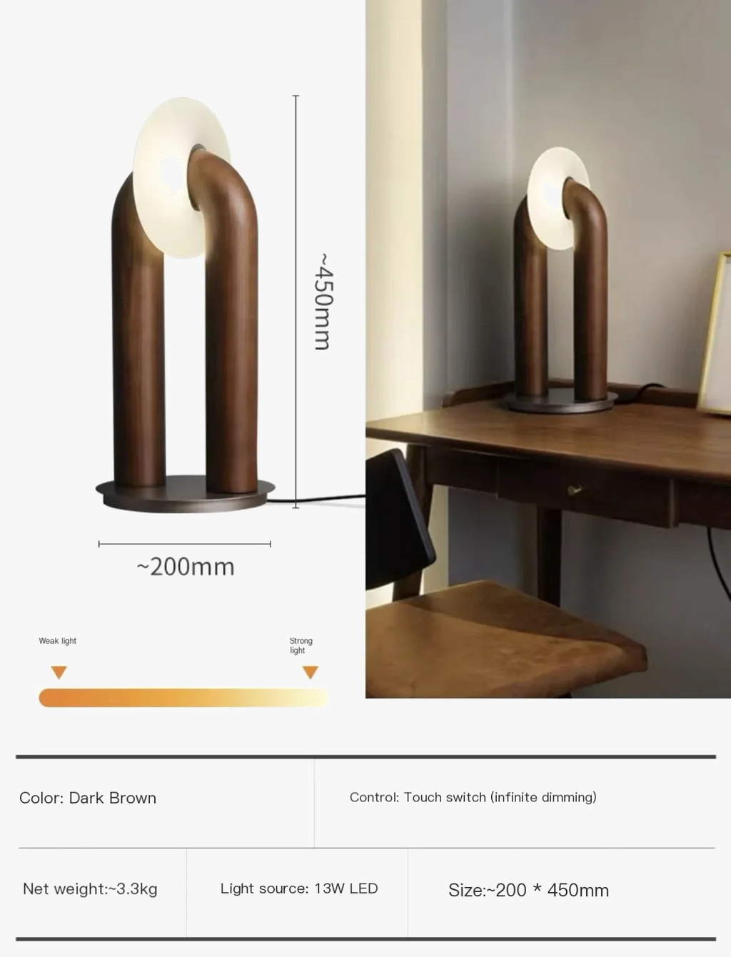 lampe de chevet rétro japonaise en bois design artistique tactile et variable
