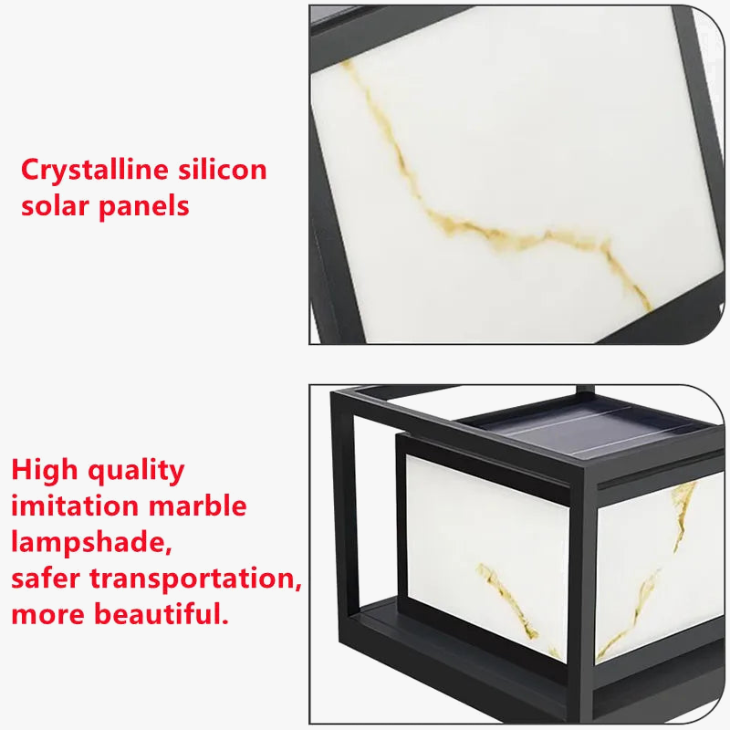 lampe de jardin en marbre solaire étanche pour extérieur