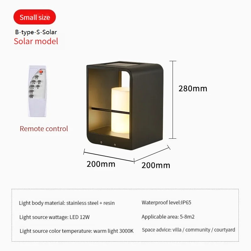 Lampadaire — De jardin moderne solaire LED clôture lumière IP54 extérieur étanche ambiance éclairage pelouse lumières Villa cour décor lampadaires