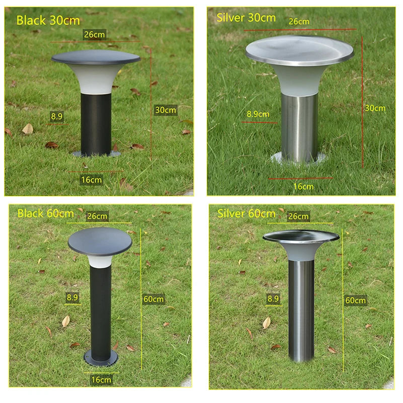 lampe de jardin ronde à led en acier inoxydable pour éclairage extérieur