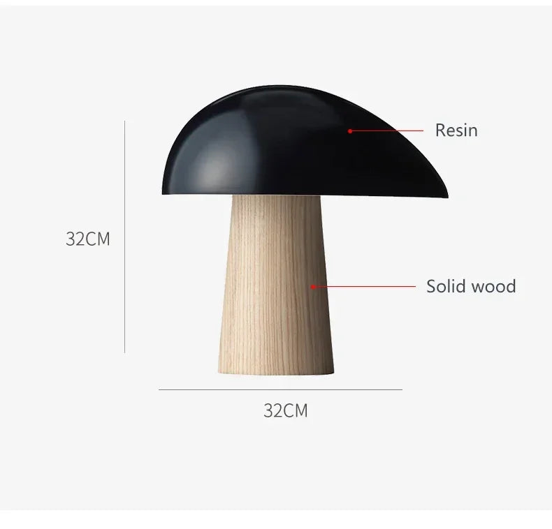 lampe de table champignon en bois design nordique éclairage décoratif