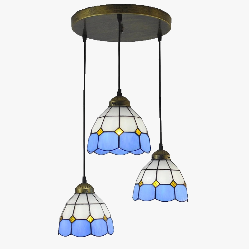 Lampe de table tiffany moderne trois niveaux éclairage dôme décoratif Lazare Détour en Verre - Reflets Délicats & Élégance Visuelle