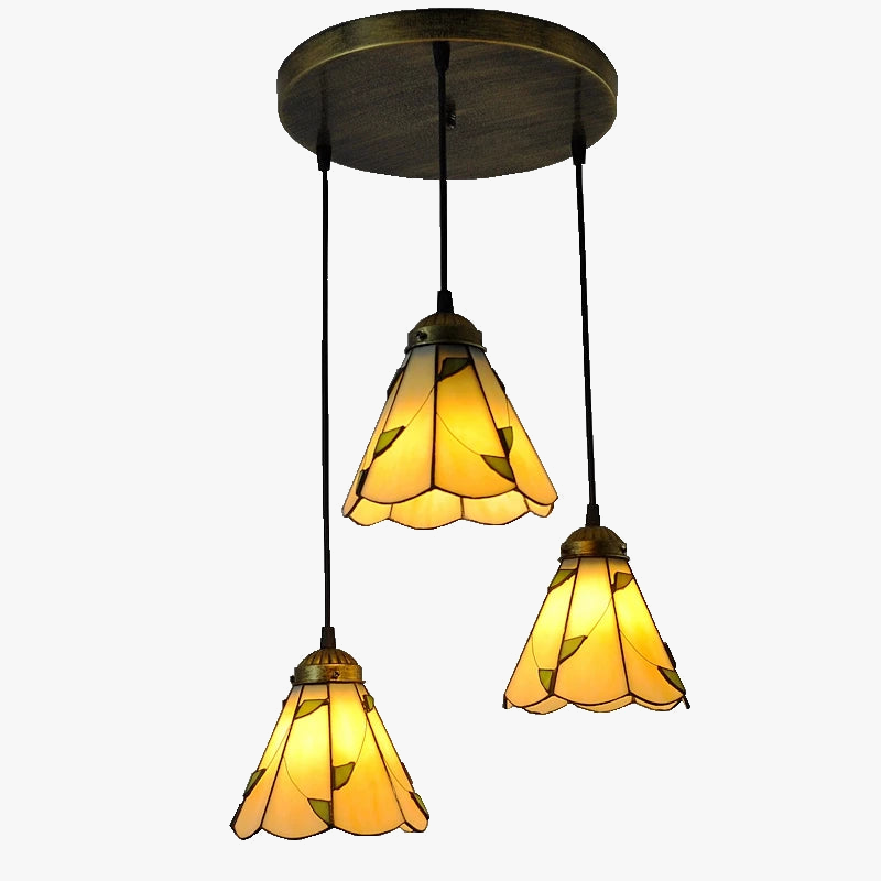 Lampe de table tiffany moderne trois niveaux éclairage dôme décoratif Lazare Détour en Verre - Reflets Délicats & Élégance Visuelle